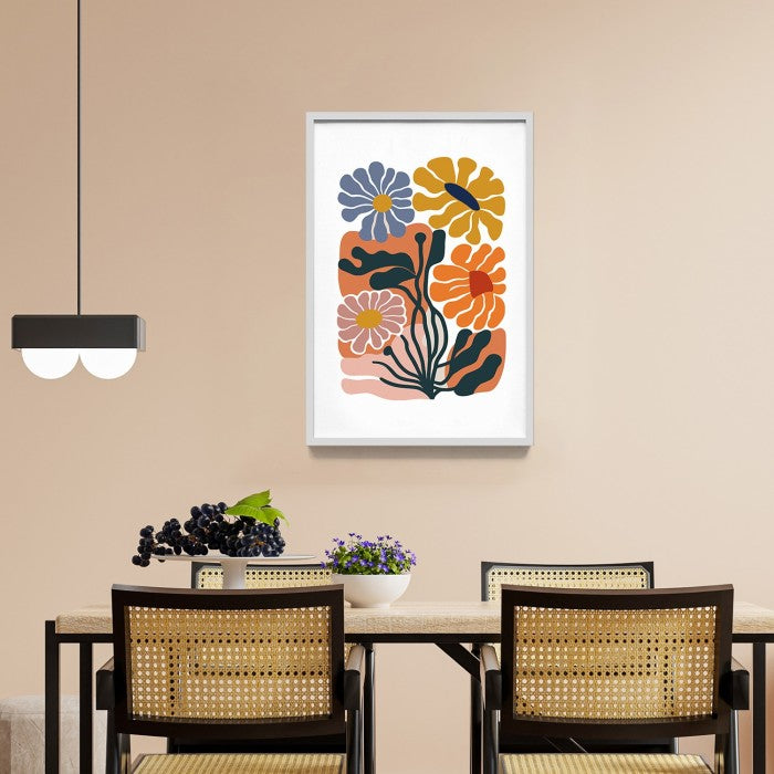 Lukisan Print Bunga Abstrak Matisse Art - Wall Dekor Rumah Minimalis dengan Frame Kayu Natural untuk Interior Elegan