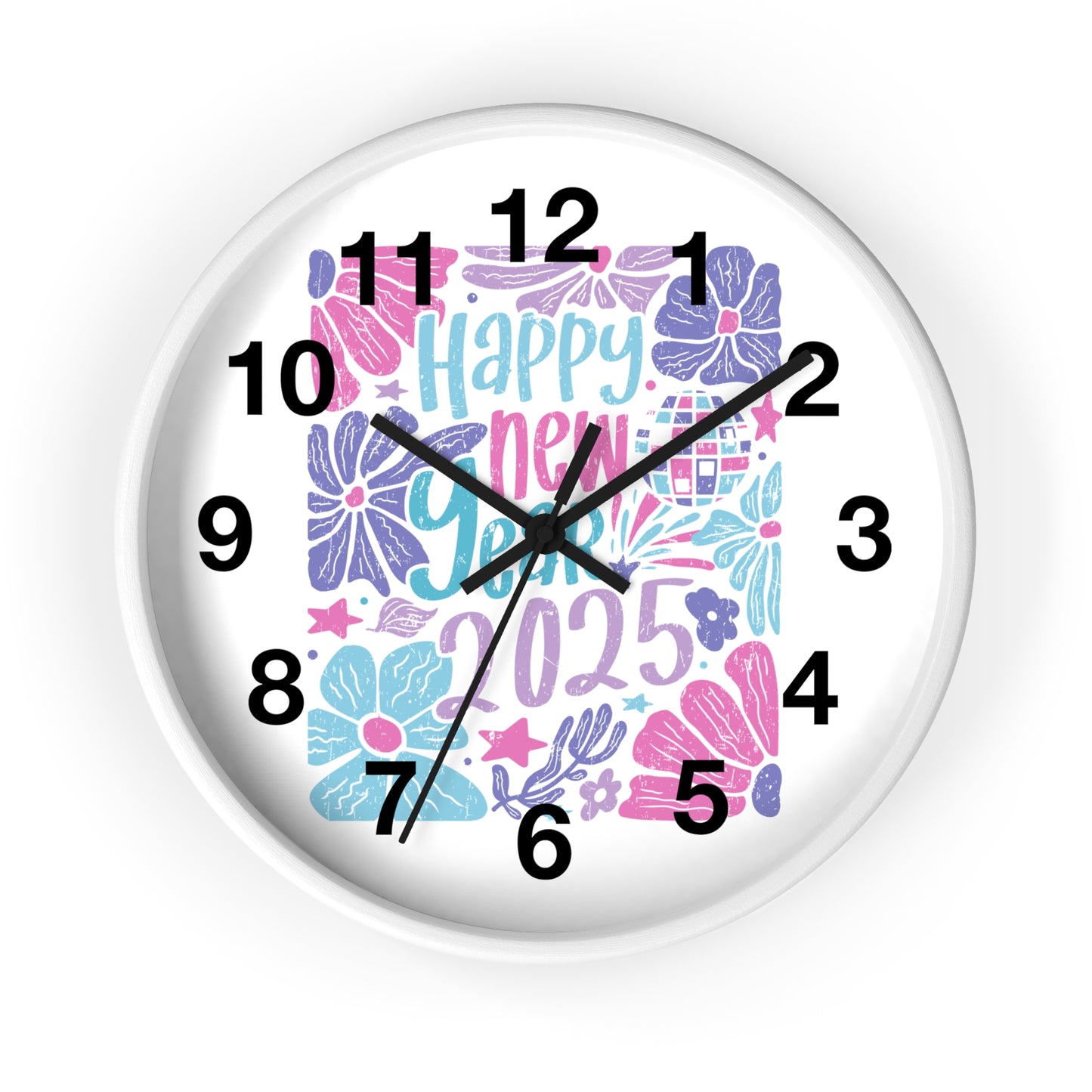 Boho Happy New Year 2025 Wall Clock