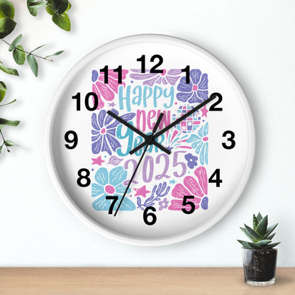 Boho Happy New Year 2025 Wall Clock