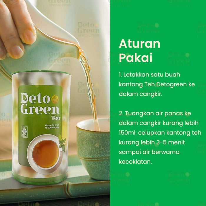 DetoGreen Teh Herbal Untuk Detox Sistem Pencernaan - Teh Diet Alami yang Membantu Menjaga Kesehatan Usus dan Detox Tubuh Secara Efektif