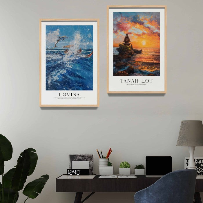 Minimalist Wall Decor with Bali Scenic Tourist Panorama, Frame Natural - Dekorasi Dinding Minimalis dengan Pemandangan Indah Bali