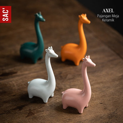 Pajangan Ornament Meja Patung Keramik Jerapah - Hiasan Rumah Giraffe Animal Statue untuk Dekorasi, Souvenir, atau Hadiah Unik yang Estetik dan Elegan