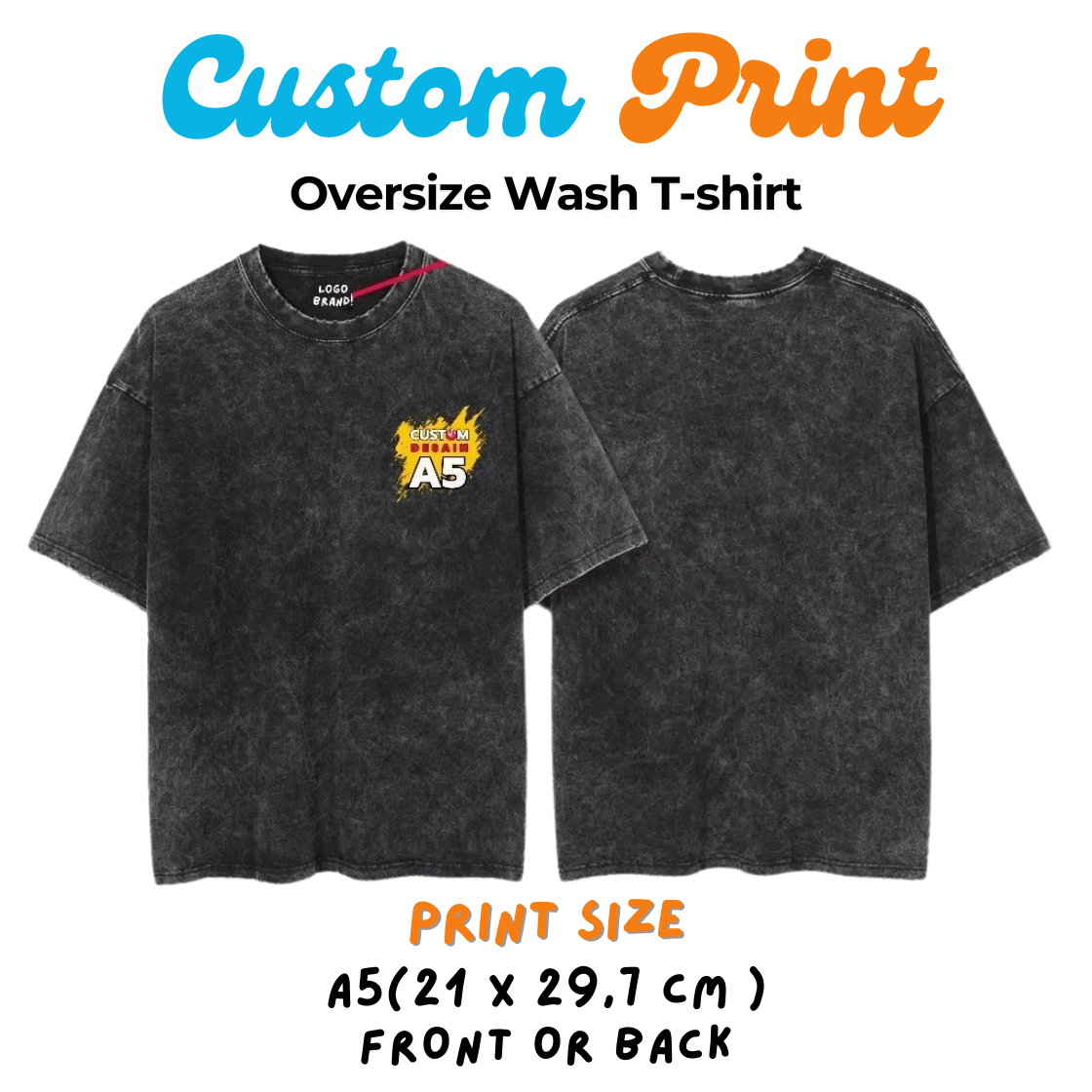 Custom Oversize Washed T-Shirt NAVY  Stonewash-Sandwash-Acidwash - Premium Cotton Combed Fabric Stylish and Comfortable for Everyday Wear