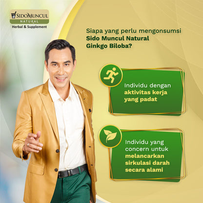 Sido Muncul Natural Ginkgo Biloba - Suplemen Herbal untuk Mendukung Kesehatan Otak, Konsentrasi, dan Daya Ingat