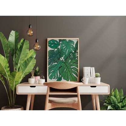 Pajangan Dinding Minimalist Flower Colorful Line Art - Floral Wall Art Monstera untuk Dekorasi Kamar dan Ruang Tamu Estetik