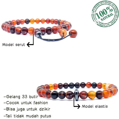 Gelang Batu Akik Sulaiman Madu - Gelang Tasbih Sulaiman Elegan dengan Aura Spiritual dan Desain Menawan untuk Koleksi atau Ibadah