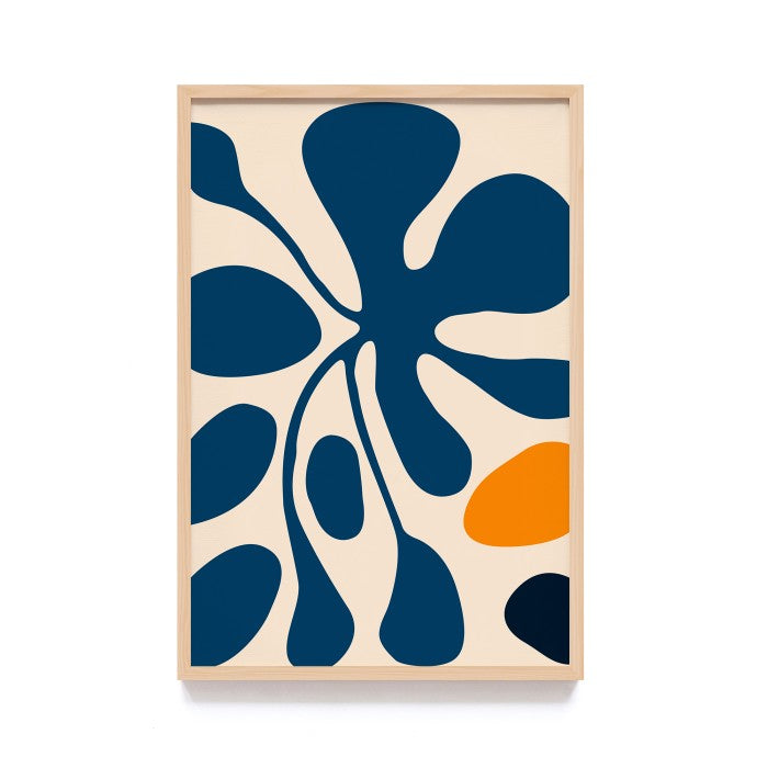 Wall Art Abstract Flower - Lukisan Dinding Bunga Astrak aesthetic , frame natural