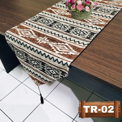 Table Runner Taplak Meja Tamu & Meja Makan Motif Tenun, Dekorasi Meja Etnik Khas Indonesia untuk Ruang Tamu dan Makan