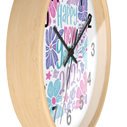 Boho Happy New Year 2025 Wall Clock