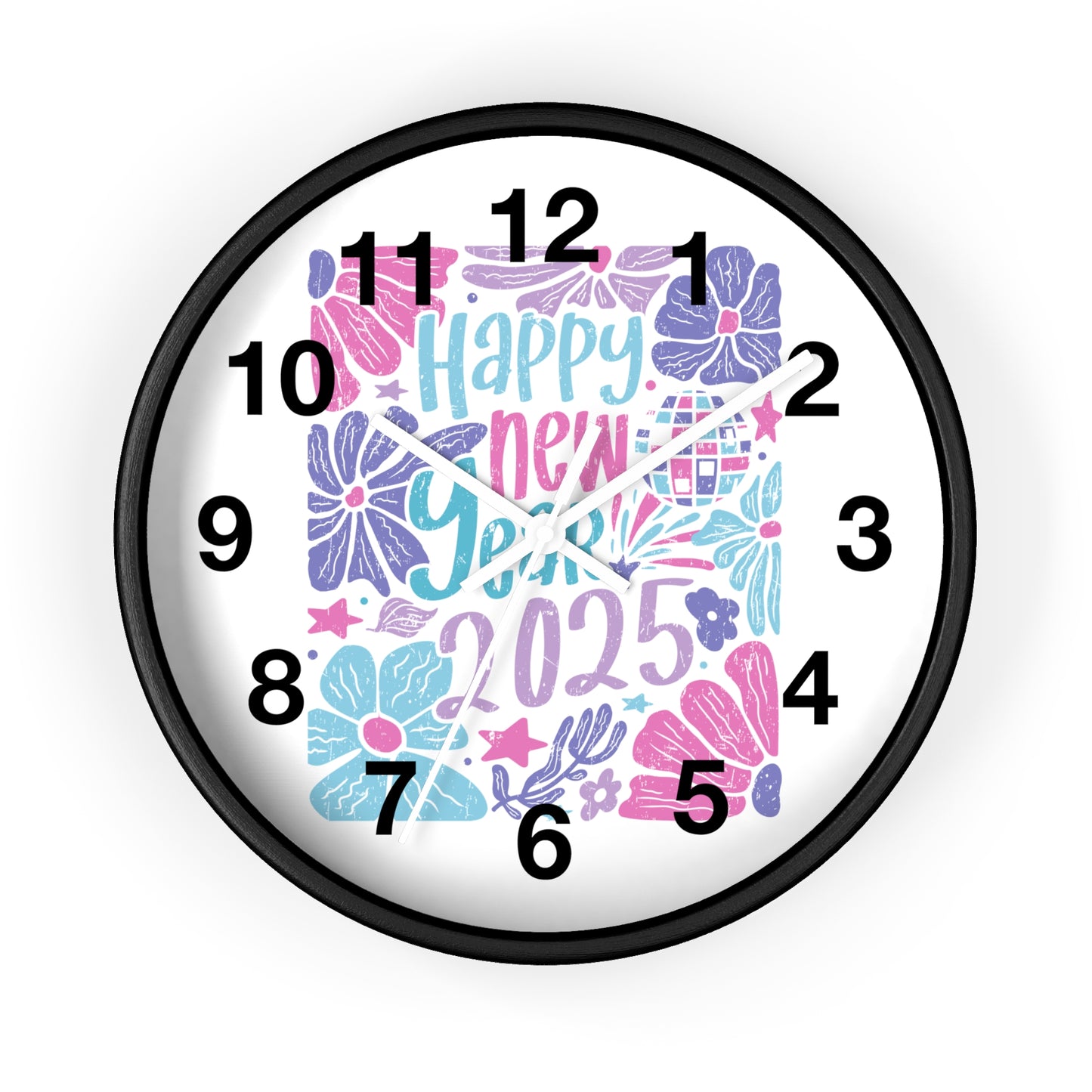 Boho Happy New Year 2025 Wall Clock