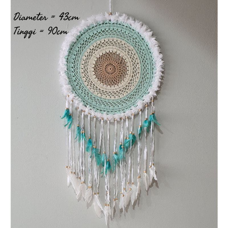 Wall Decor Hiasan Dinding Dream Catcher Macrame Sedang, Macrame Dreamcatcher Hiasan Rumah untuk Sentuhan Bohemian dan Estetik di Interior Anda