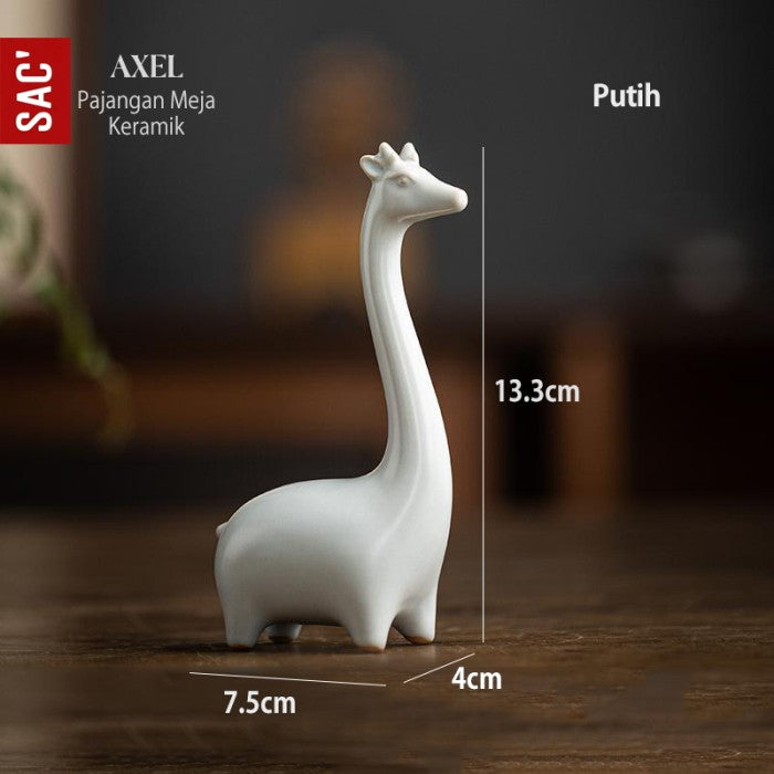 Pajangan Ornament Meja Patung Keramik Jerapah - Hiasan Rumah Giraffe Animal Statue untuk Dekorasi, Souvenir, atau Hadiah Unik yang Estetik dan Elegan