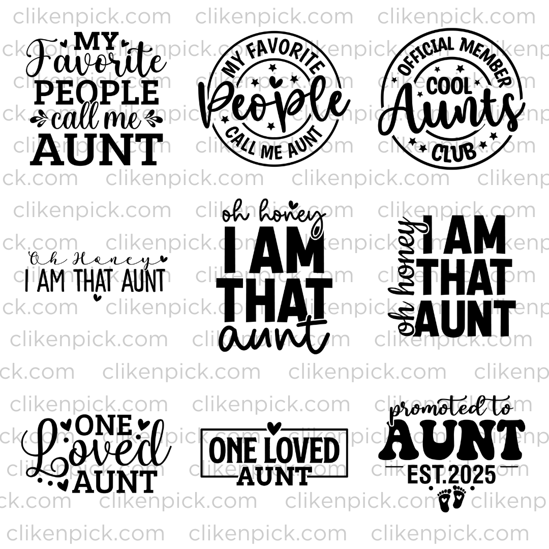 Aunt SVG Bundle - Digital Designs for Crafts, T-shirts, Mugs, and More