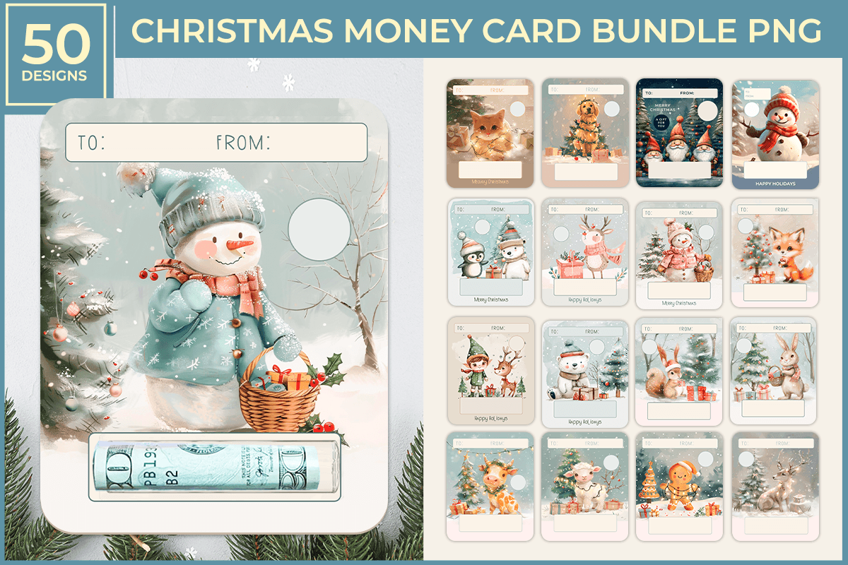 Festive Christmas Money Card Bundle - Digital Templates for Gifting Cash or Vouchers with Stylish Designs-Perfect for Holiday Celebrations and Easy to Use