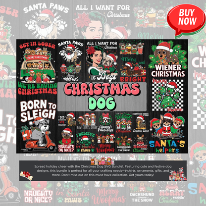 Christmas Dog SVG Bundle-Festive Digital Design Pack for Cricut-Silhouette-DIY Crafts-Perfect for Holiday Projects