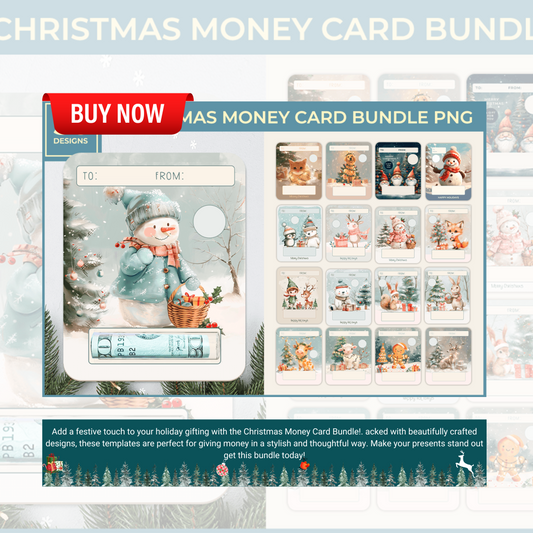 Festive Christmas Money Card Bundle - Digital Templates for Gifting Cash or Vouchers with Stylish Designs-Perfect for Holiday Celebrations and Easy to Use