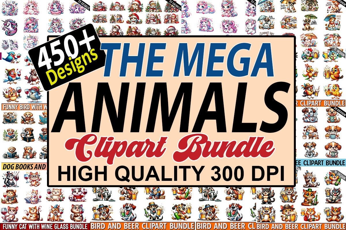 Funny Animals Mega Sublimation Bundle 300+ Adorable Animal Designs for Sublimation-Crafts & DIY Projects