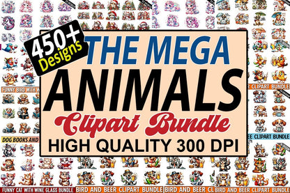 Funny Animals Mega Sublimation Bundle 300+ Adorable Animal Designs for Sublimation-Crafts & DIY Projects