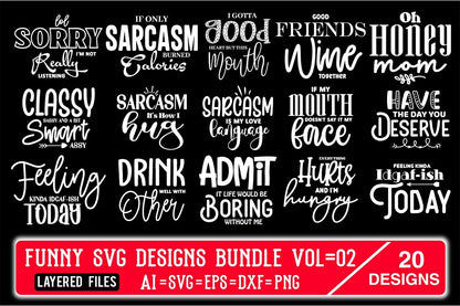 Funny SVG Designs Bundle Vol.02 - A Collection of Digital Designs for Cricut, Silhouette, and Other Cutting Machines - Perfect for DIY Projects