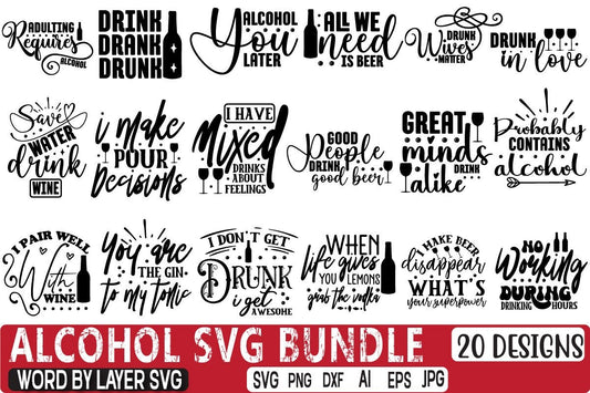 Alcohol SVG Digital Design Bundle Vol.3 - A versatile collection of premium alcohol-themed SVG designs for Cricut- Silhouette-and more