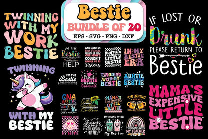 Bestie SVG Bundle - A Collection of Fun Stylish and Creative SVG Designs for DIY Crafts-T-Shirts Cards and More Perfect for Your Best Friend-Themed Projects