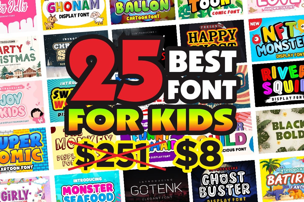 Kids Font Collection Bundle -A Delightful Set of Playful and Creative Digital Fonts for Kids Projects