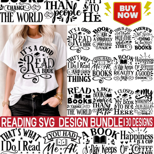 Reading SVG Design Bundle Vol. 8 - A Creative Collection of Book-Themed SVG -perfect for Tshirt custom-Ideal for DIY