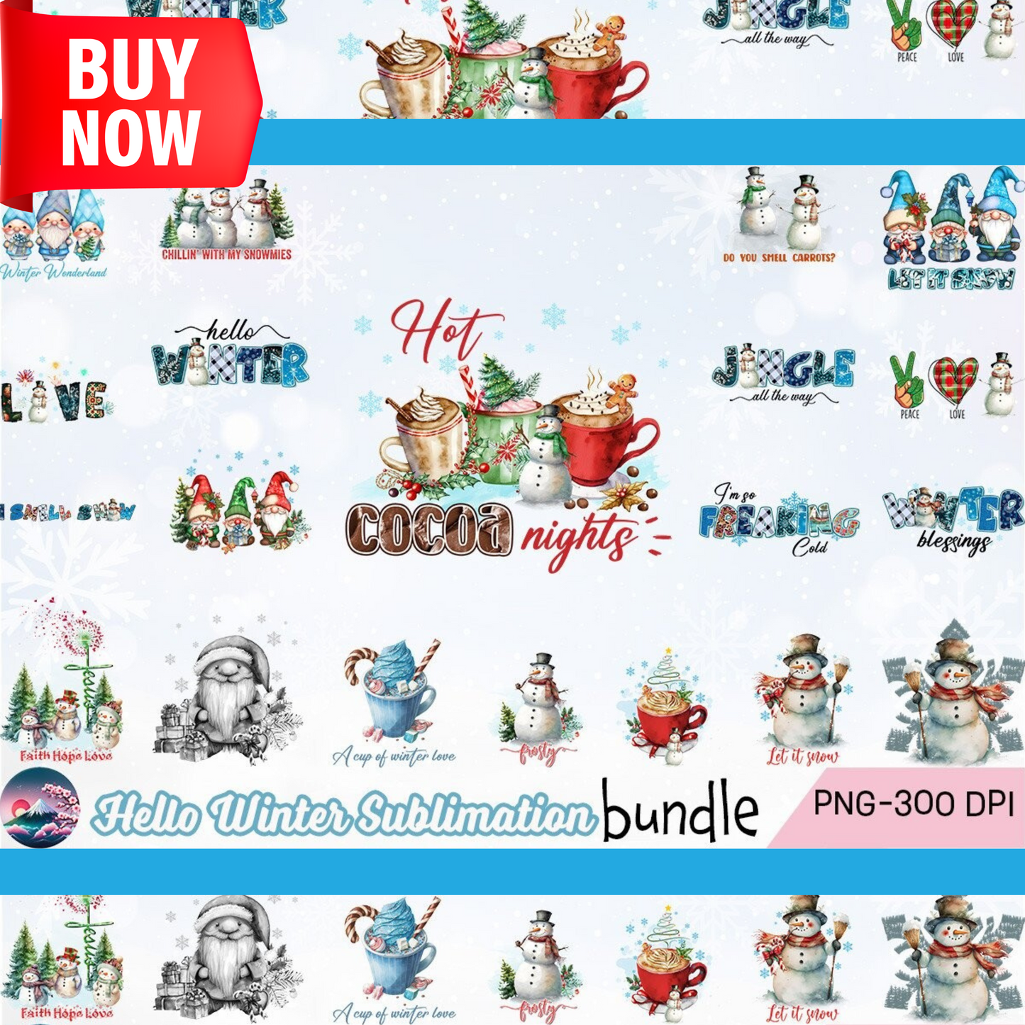 Hello Winter Sublimation Bundle-Digital Design-SVG-PNG-PDF-DXF-JPG-Perfect Themed Designs for Tshirt Mug Crafts Apparel And Seasonal Decor-A Stunning Collection of Winter Holliday Season