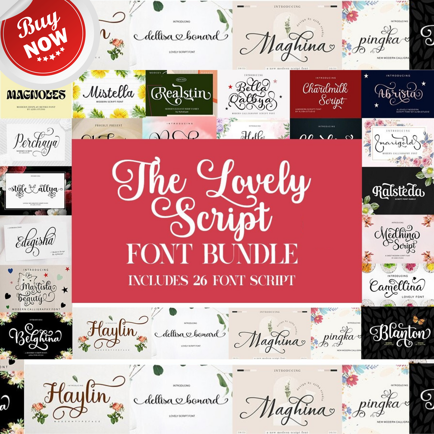 The Lovely Script Font Bundle-A Collection of Elegant Handcrafted Script Fonts Perfect for Invitations-Branding-Digital Design Projects