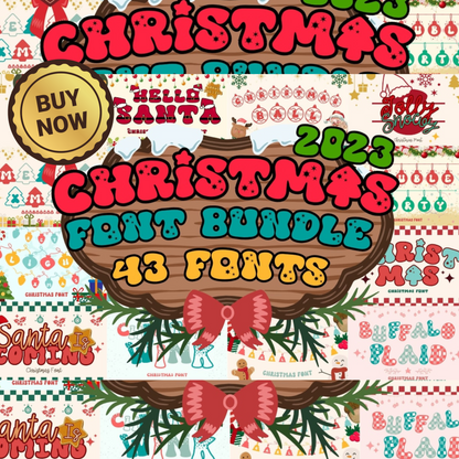 Christmas Font Bundle -SVG-PNG-Perfect for Holiday Cards, Crafts, and Designs-A Collection of Festive Fonts