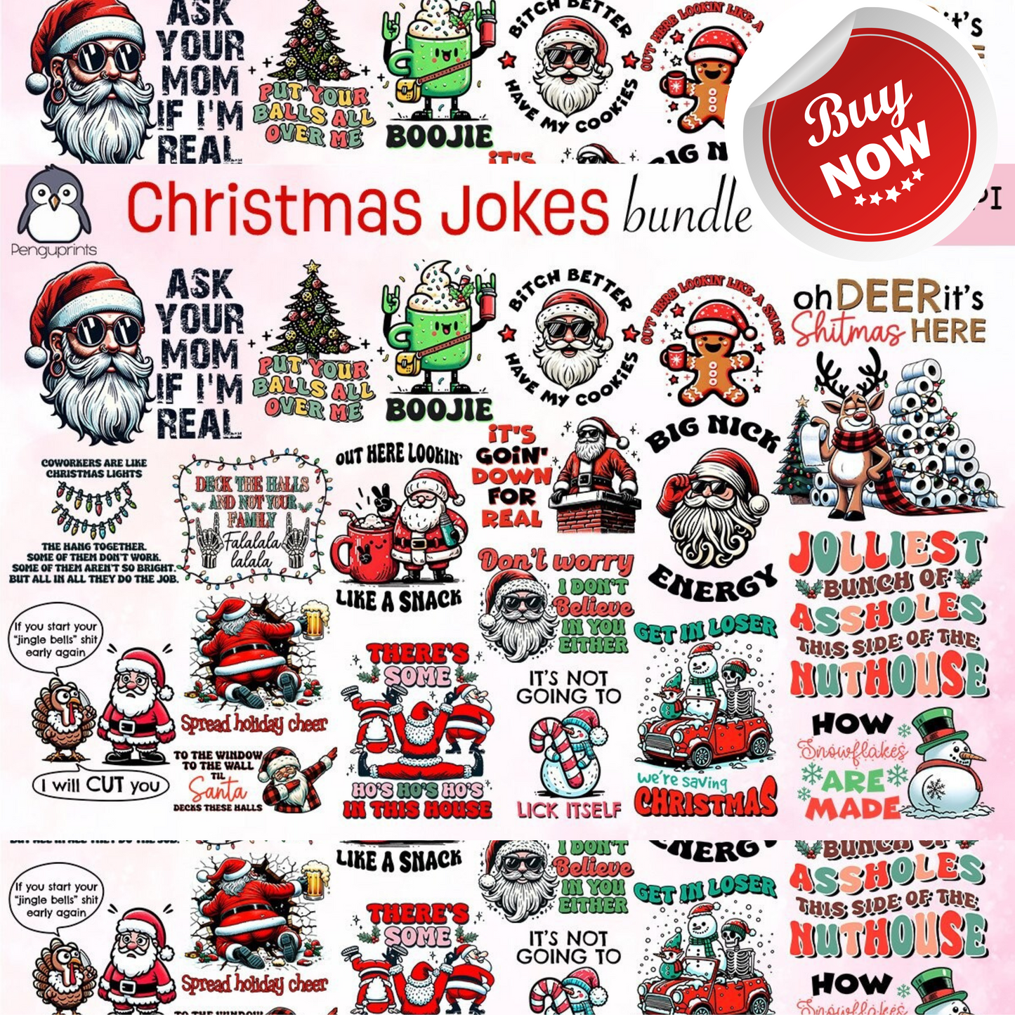 Christmas Jokes Sublimation Bundle Digital Product-PNG-SVG-Perfect for MugsT-Shirts Cards Gifts Creative Sublimation Projects-A Hilarious Collection of Festive Designs-