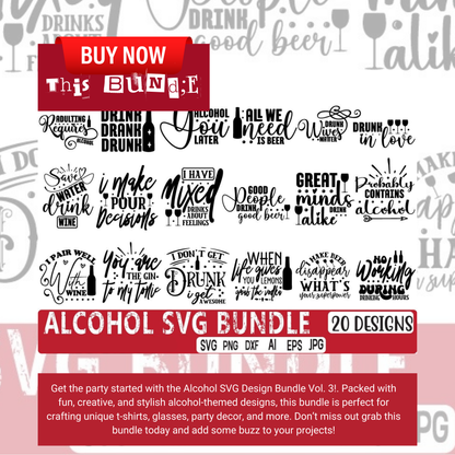 Alcohol SVG Digital Design Bundle Vol.3 - A versatile collection of premium alcohol-themed SVG designs for Cricut- Silhouette-and more