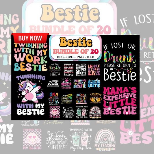 Bestie SVG Bundle - A Collection of Fun Stylish and Creative SVG Designs for DIY Crafts-T-Shirts Cards and More Perfect for Your Best Friend-Themed Projects