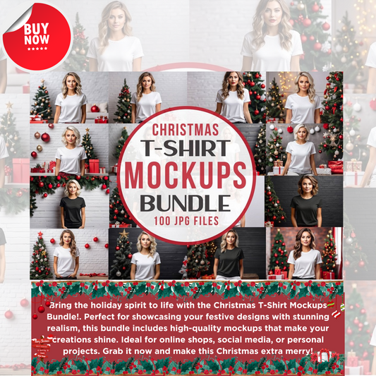 Christmas T-Shirt Mockups Bundle - A Complete Set of Realistic Templates for Designing Stunning Holiday Apparel