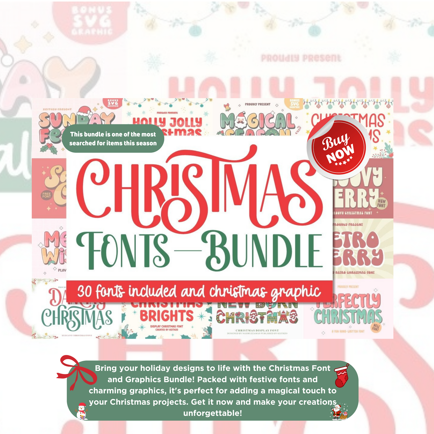 Christmas Font and Graphics Digital Design Bundle Festive Fonts and Graphics for Holiday-Themed Creations