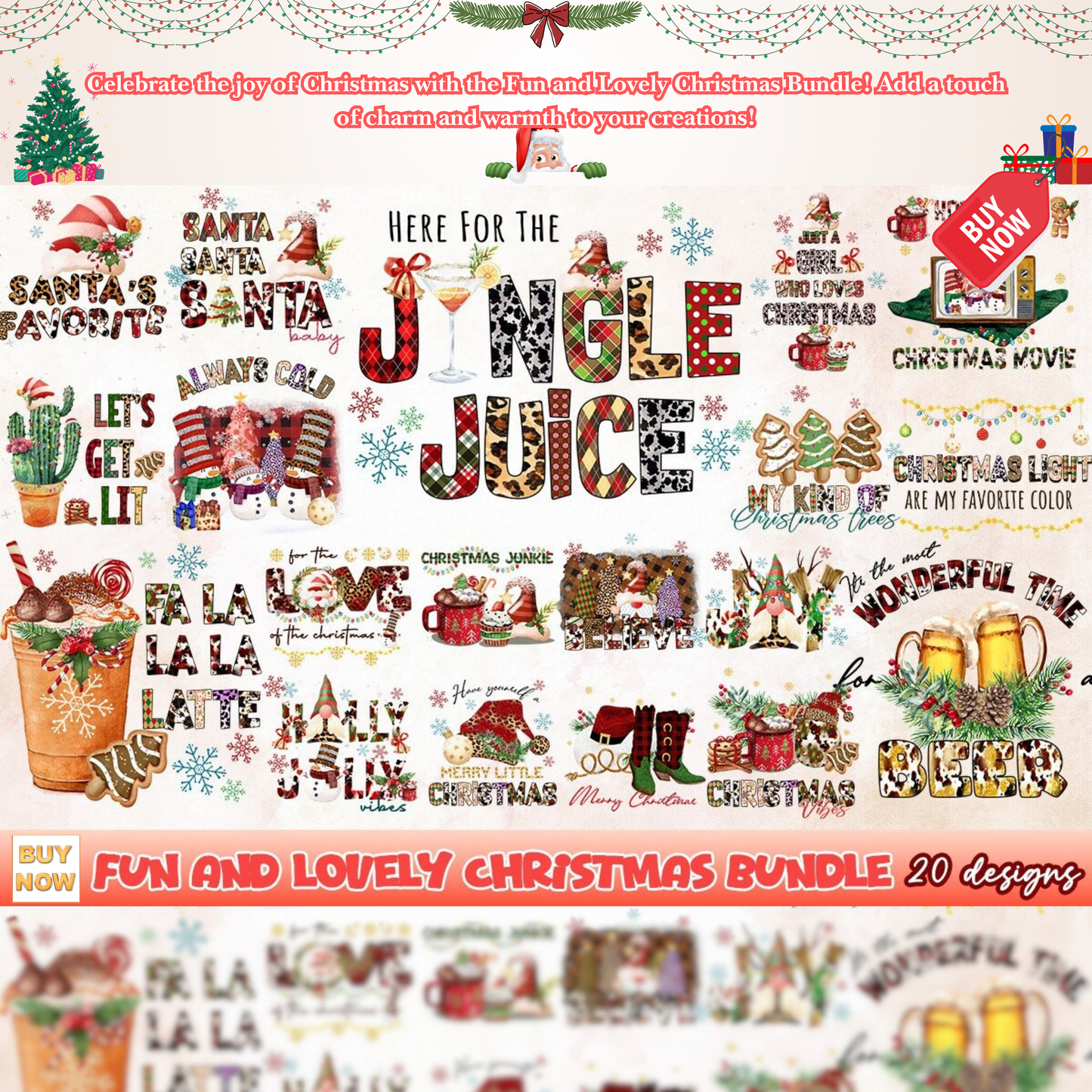 Fun and Lovely Christmas Bundle - A Delightful Collection of Festive and Adorable Christmas-Themed Designs Perfect for T-Shirts, Cards, and Crafts