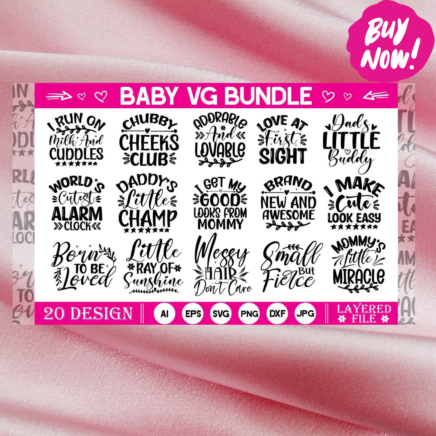 Baby SVG Bundle Vol.3 - A Delightful Collection of Baby-Themed SVG Designs Perfect for T-Shirts, Onesies, Mugs, Nursery Decor, and DIY Projects