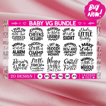 Baby SVG Bundle Vol.3 - A Delightful Collection of Baby-Themed SVG Designs Perfect for T-Shirts, Onesies, Mugs, Nursery Decor, and DIY Projects