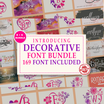 Decorative Font and Monogram Bundle - A Stunning Collection of Decorative Fonts and Monograms Ideal for Branding, Invitations, Crafting, and DIY Projects