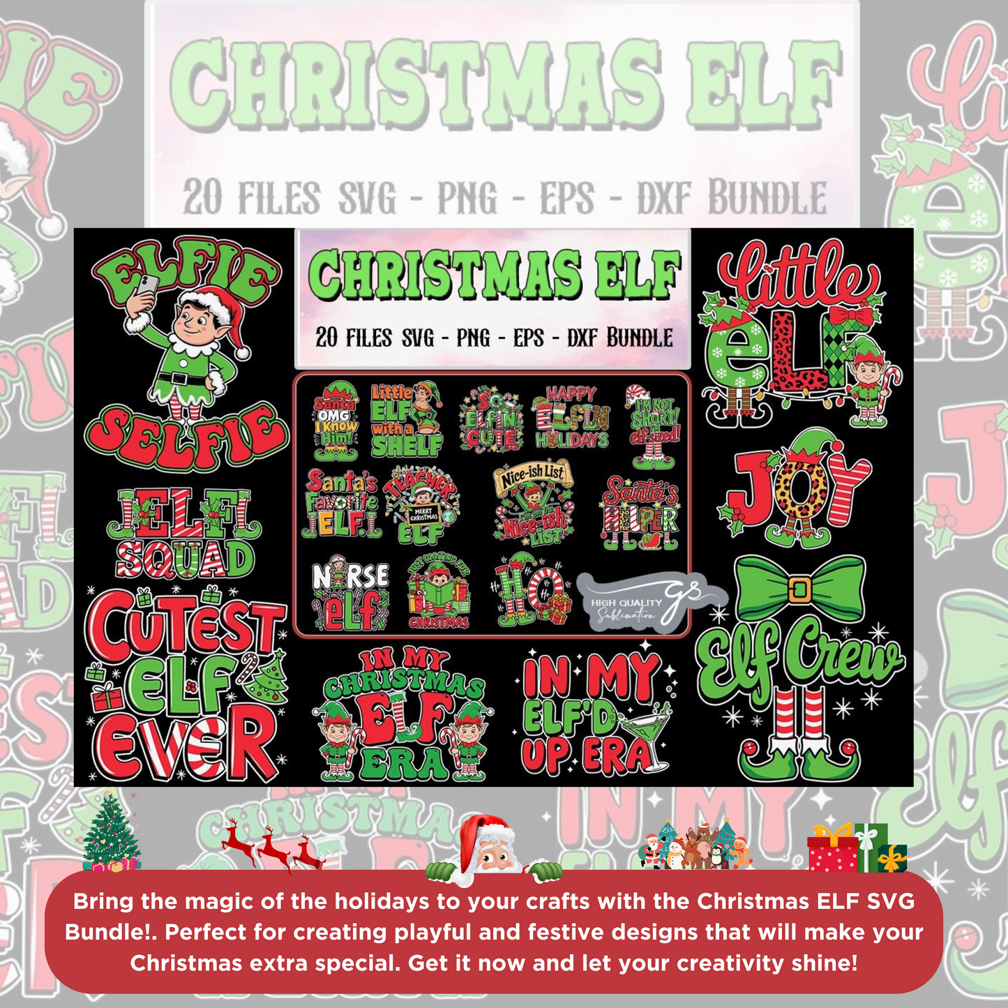 Christmas Crew Bundle - A Cheerful Collection of Holiday-Themed Designs Perfect for T-Shirts, Mugs, Cards, Decorations, and Creative DIY Projects