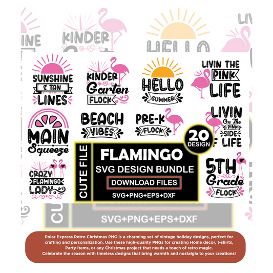 Flamingo SVG Design Bundle - A Fun Collection of Tropical and Stylish Flamingo-Themed SVG Designs Perfect for T-Shirts, Mugs, and DIY Projects