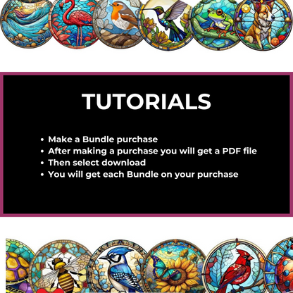 Stained Glass Round Mega Bundle - A Stunning Collection of Digital Stained Glass Designs Perfect for Home Decor Crafts Art Projects and More