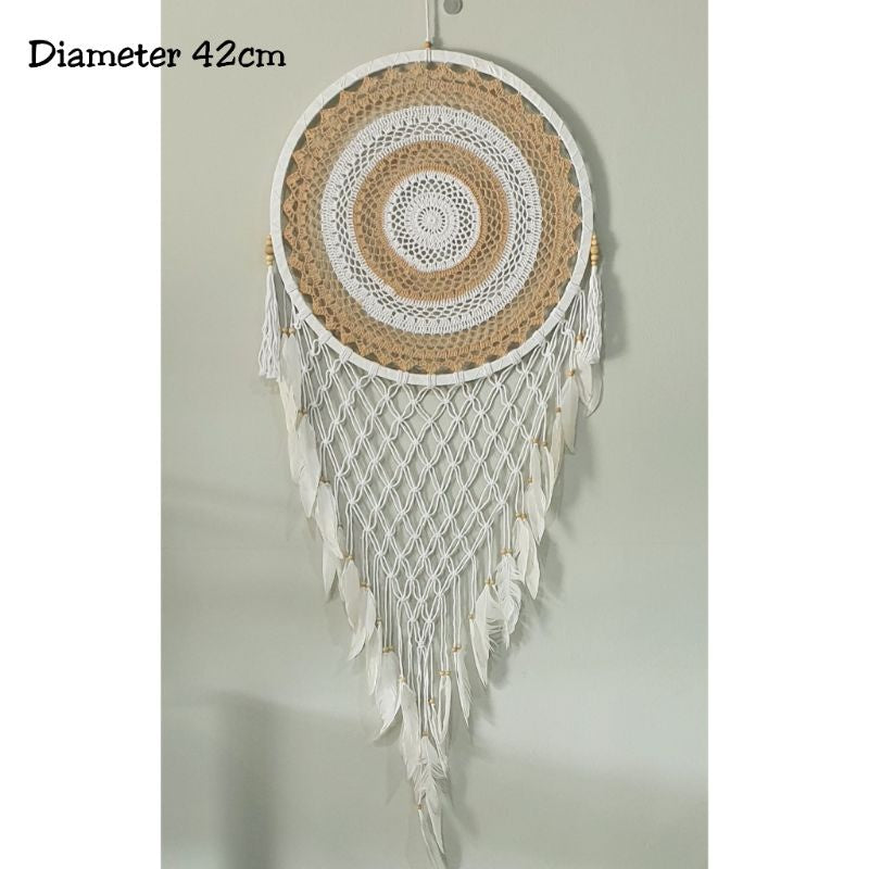 Wall Decor Hiasan Dinding Dream Catcher Macrame Sedang, Macrame Dreamcatcher Hiasan Rumah untuk Sentuhan Bohemian dan Estetik di Interior Anda