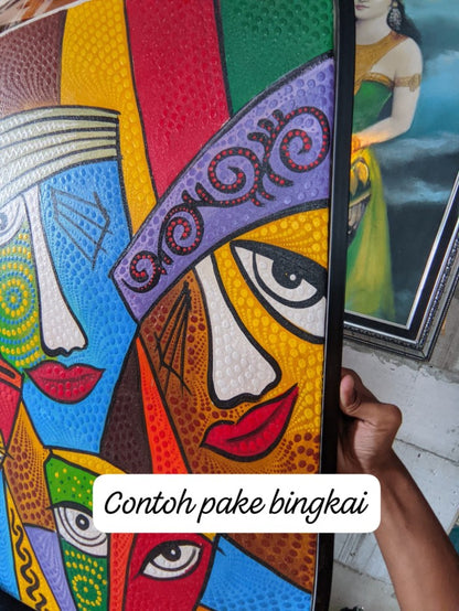 Wall Decor Modern Minimalis Painting Dot, Lukisan Asli Karya Tangan, Piber Minimalis untuk Dekorasi Rumah yang Elegan dan Kontemporer