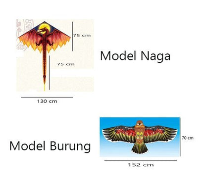 Layangan Hias 3D Karakter Burung & Naga - Layangan Tradisional yang Dapat Dilipat, Desain Menarik dan Mudah Disimpan