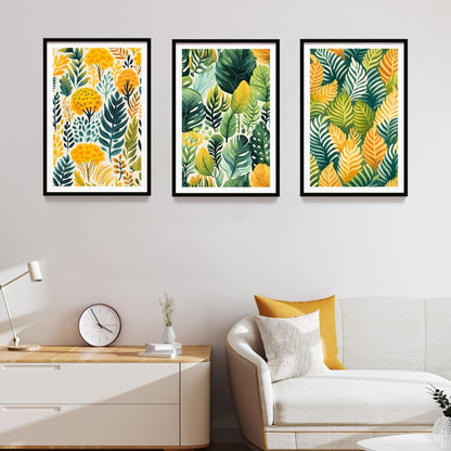 Poster Bingkai Kayu Estetik Lukisan Print Floral Tropical Watercolor, Frame Natural - Hiasan Dinding Aesthetic, Dekorasi Kamar dan Ruang Tamu dengan Sentuhan Tropikal