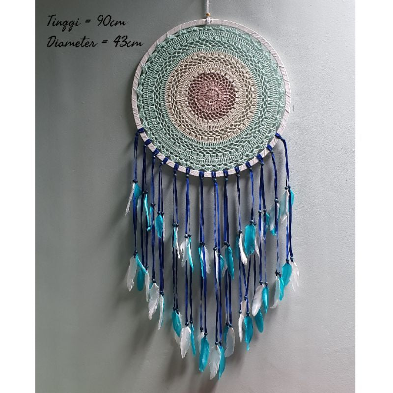 Wall Decor Hiasan Dinding Dream Catcher Macrame Sedang, Macrame Dreamcatcher Hiasan Rumah untuk Sentuhan Bohemian dan Estetik di Interior Anda