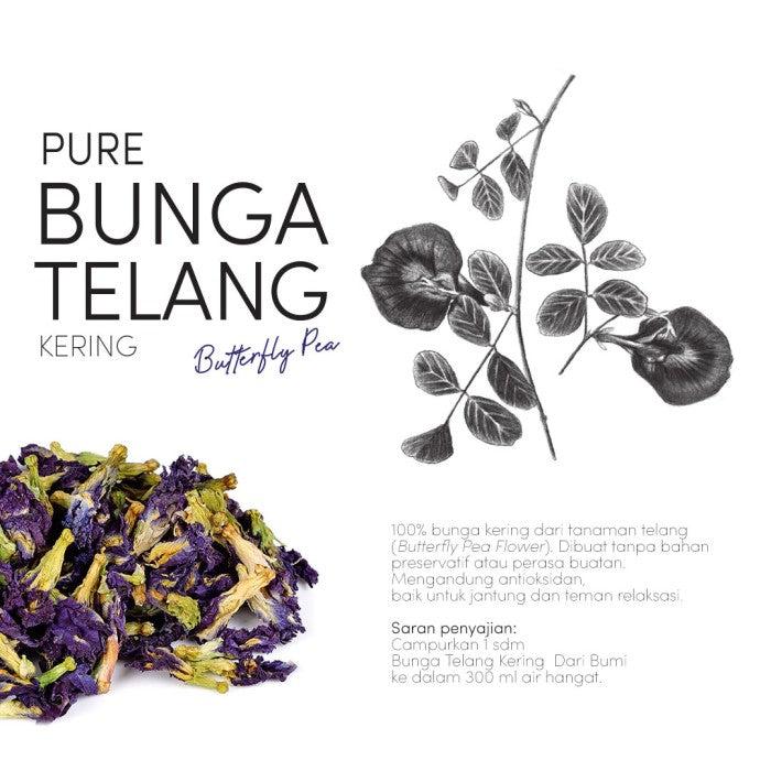 Bunga Telang Kering dari Bumi Butterfly Pea - Bunga Telang Alami untuk Teh Herbal, Detoksifikasi, dan Kecantikan Kulit