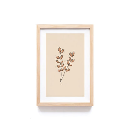 Dekorasi Dinding Aesthetic Motif Daun Coklat - Minimalis Home Decor , Frame Natural