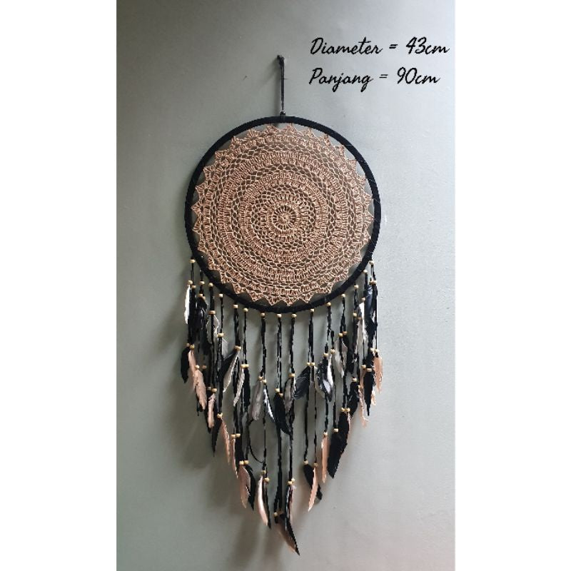 Wall Decor Hiasan Dinding Dream Catcher Macrame Sedang, Macrame Dreamcatcher Hiasan Rumah untuk Sentuhan Bohemian dan Estetik di Interior Anda